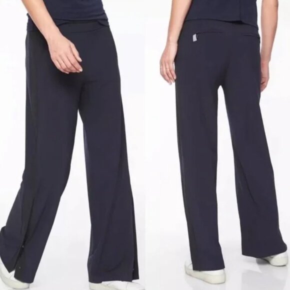Athleta Gramercy Wide Leg Tuxedo Stripe Track Trouser Pant 12 Business Casual - Picture 1 of 13